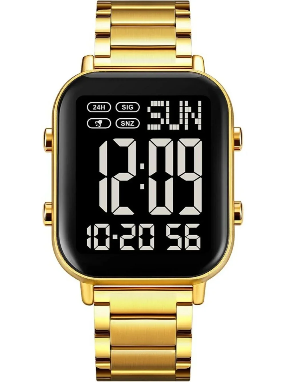Unisex Gold And Black Analog Stainless Steel Waterproof Electronic Digital Watch